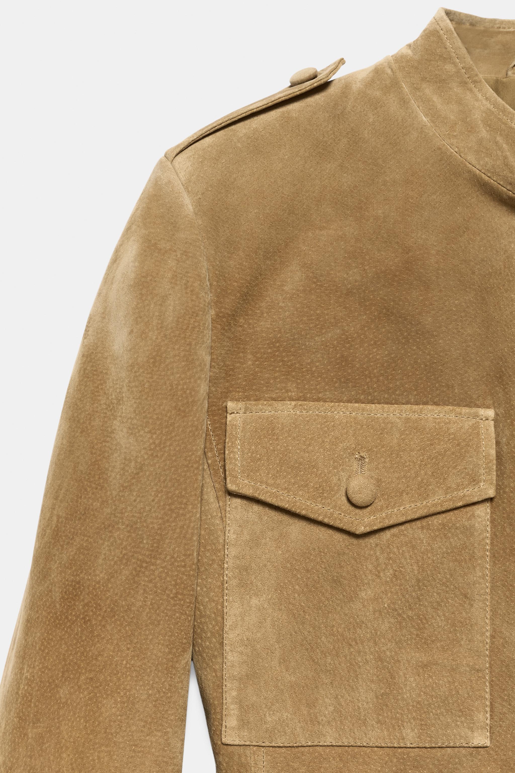 100% LEATHER JACKET WITH COVERED BUTTONS